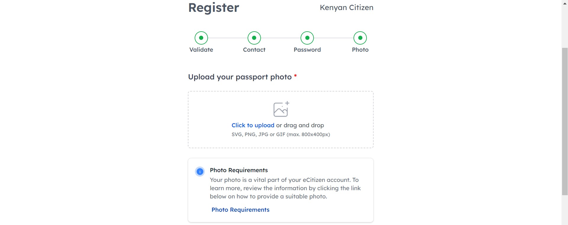 How to sign up for an eCitizen account- Upload Photo