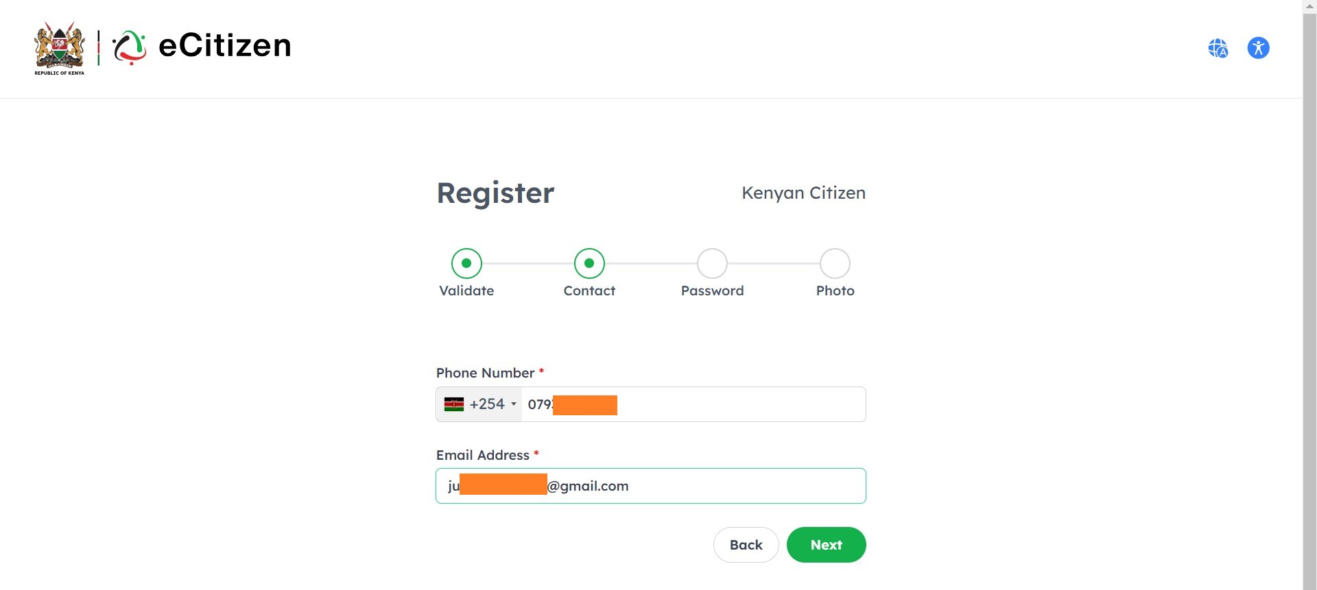 How to sign up for an eCitizen account- Number Validation